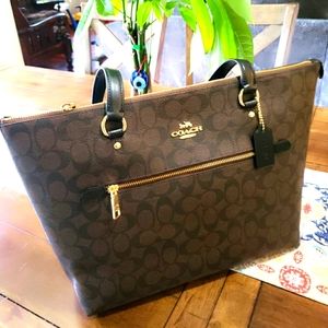 Zip Top Tote In flowers Canvas COACH